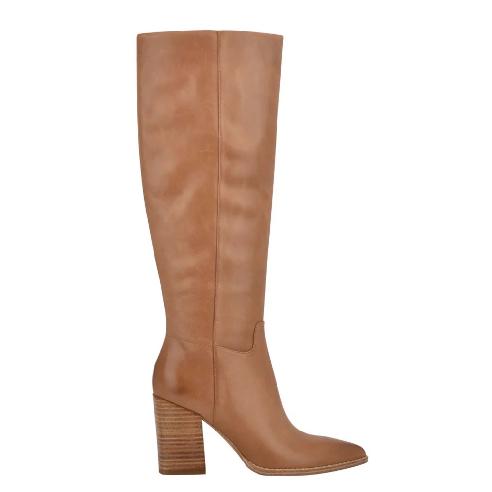 Nine West Tan Brixe Heeled Leather Boots size 5